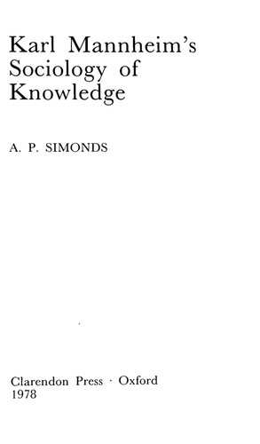 Karl Mannheim's Sociology of Knowledge