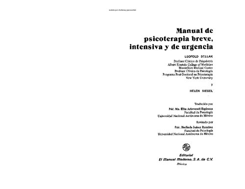 Manual De Psicoterapia Breve Intensiva Y De Urgencia