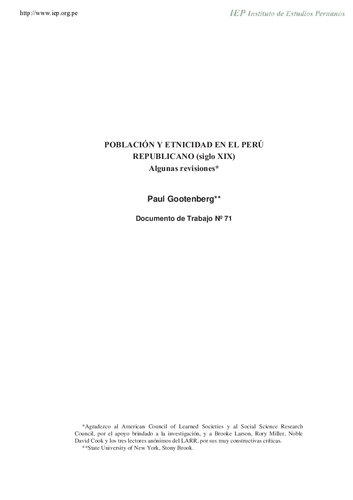 Población y etnicidad en el Perú republicano (siglo XIX). Algunas revisiones