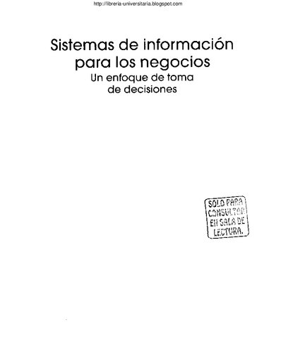 Sistemas De Informacion Para Los Negocios (3ed)