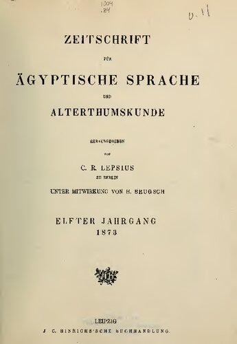Zeitschrift für Ägyptische Sprache und Altertumskunde