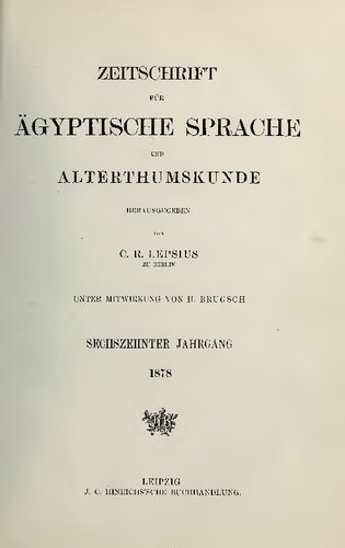 Zeitschrift für Ägyptische Sprache und Altertumskunde