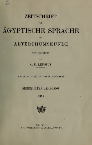 Zeitschrift für Ägyptische Sprache und Altertumskunde