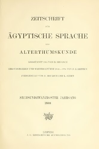 Zeitschrift für Ägyptische Sprache und Altertumskunde