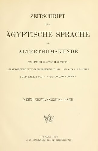 Zeitschrift für Ägyptische Sprache und Altertumskunde