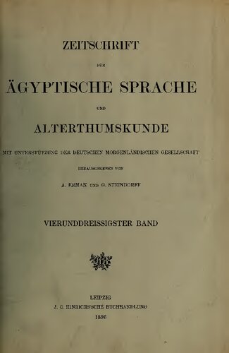 Zeitschrift für Ägyptische Sprache und Altertumskunde