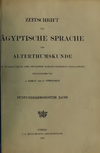 Zeitschrift für Ägyptische Sprache und Altertumskunde