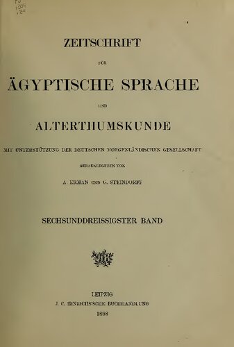 Zeitschrift für Ägyptische Sprache und Altertumskunde