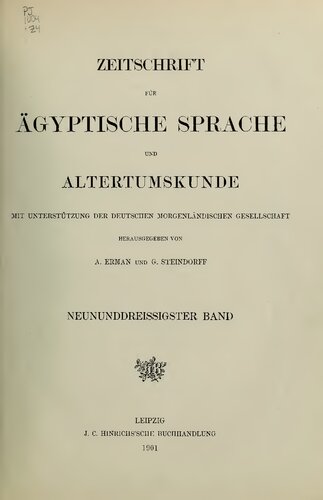 Zeitschrift für Ägyptische Sprache und Altertumskunde
