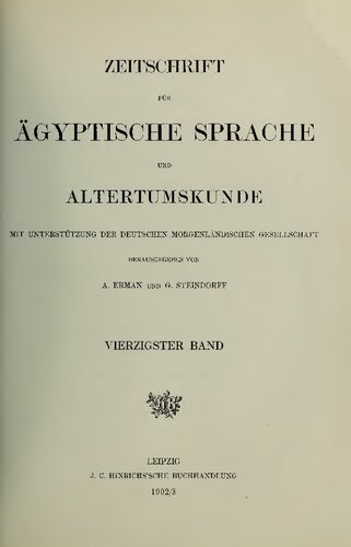 Zeitschrift für Ägyptische Sprache und Altertumskunde