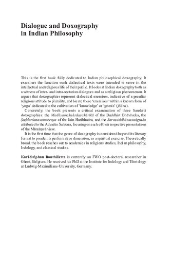 Dialogue and Doxography in Indian Philosophy Points of View in Buddhist, Jaina, and Advaita Vedānta Traditions