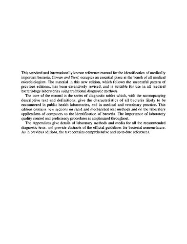 Manual For The Identification Of Medical Bacteria