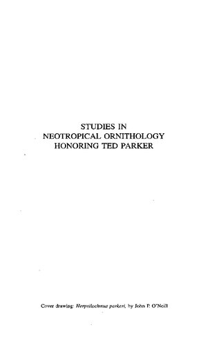 Studies in Neotropical Ornithology Honoring Ted Parker