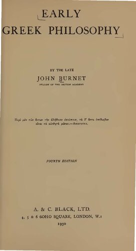 Early Greek Philosophy