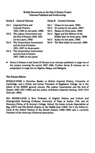 The Conservative Government and the End of Empire, 1957-1964: Economics, International Relations and the Commonwealth