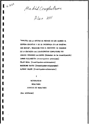 Análisis de la actitud de rechazo de los alumnos al sistema educativo y de su incidencia en las Enseñanzas Medias