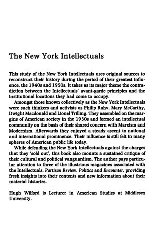 The New York Intellectuals: From Vanguard to Institution