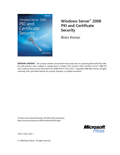 Windows Server 2008 PKI and Certificate Security ()