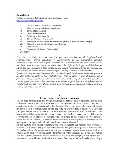 Rostro Y Mascara Del Espiritualismo Contemporaneo