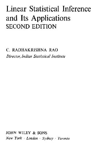 Linear Statistical Inference and Its Applications