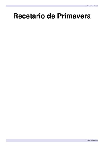 Recetario De Primavera