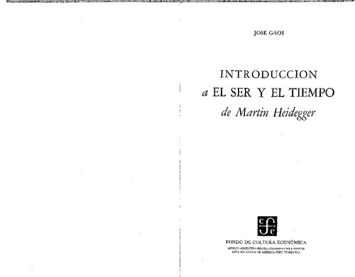 Introduccion a el ser y el tiempo de Martin Heidegger