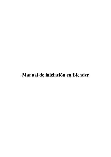 Manual De Iniciacion En Blender
