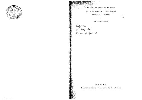 Lecciones Sobre La Historia De La Filosofia