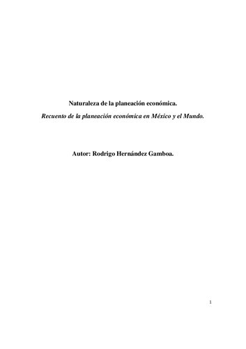 Naturaleza De La Planeacion Economica