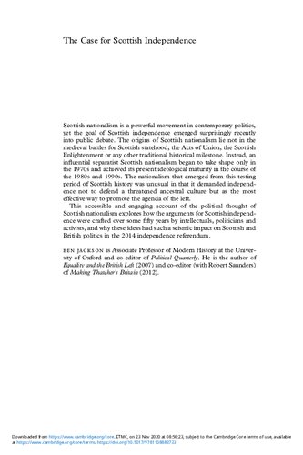 The Case for Scottish Independence: A History of Nationalist Political Thought in Modern Scotland