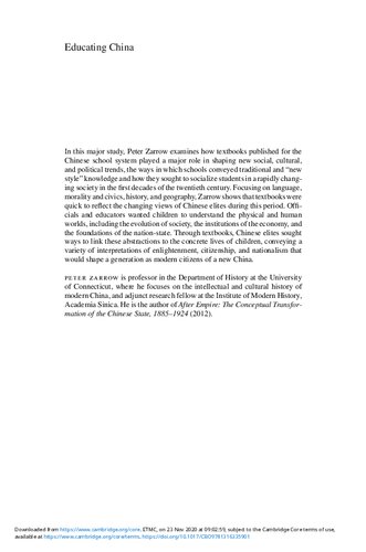 Educating China: Knowledge, Society and Textbooks in a Modernizing World, 1902–1937