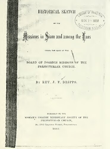 Historical Sketch of the Missions in Siam and Among the Laos