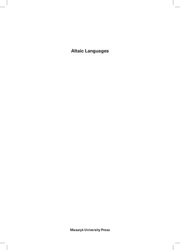 Altaic languages: history of research, survey, classification and a section of comparative grammar