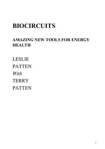 Biocircuits: Amazing New Tools for Energy Health