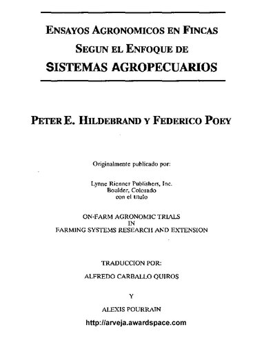 Ensayos Agronomicos En Fincas Segun El Enfoque De Sistemas Agropecuarios