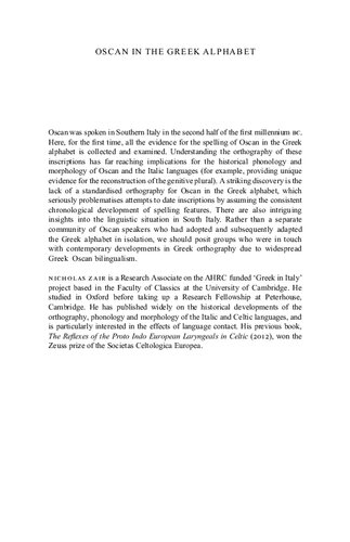 Oscan in the Greek Alphabet