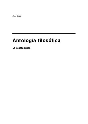Antología filosófica: La filosofía griega
