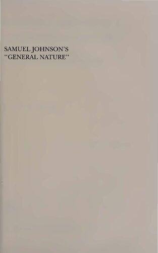 Samuel Johnson's General Nature: Tradition and Transition in Eighteenth-Century Discourse