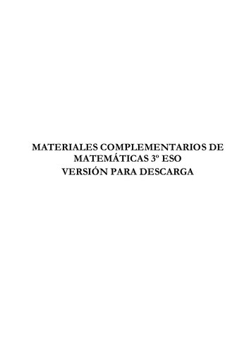 Materiales Complementarios De Matematicas 3ro Eso