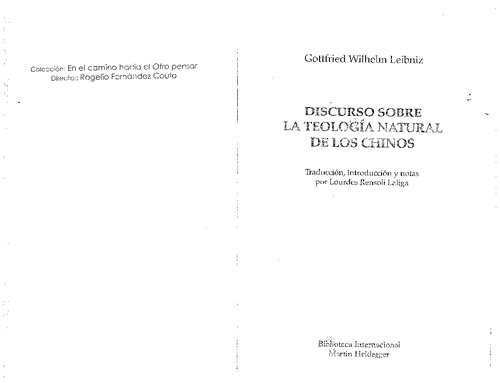 Discurso Sobre Teologia Natural De Los Chinos