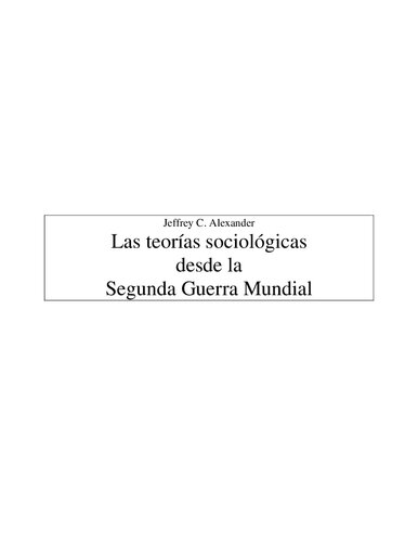 Las Teorias Sociologicas Desde La Segunda Guerra Mundial