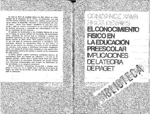 El Conocimiento Fisico En La Educacion Preescolar