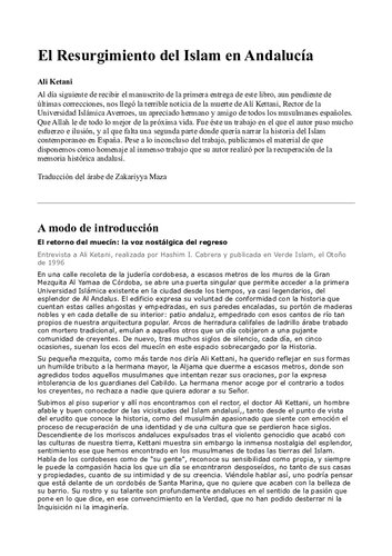 El Resurgimiento Del Islam En Andalucia