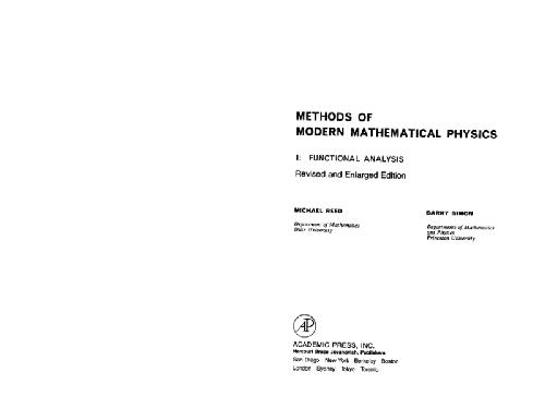 Methods of Modern mathematical physics. Functional analysis