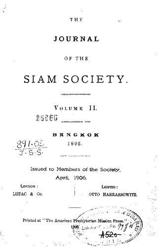 Journal of the Siam Society; 2