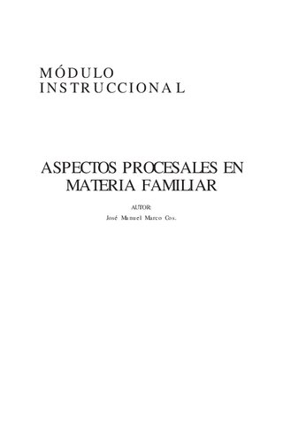 Aspectos Procesales En Materia Familiar (el Salvador)
