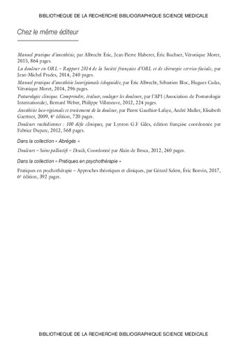 Manuel pratique d'algologie - Prise en charge de la douleur chronique