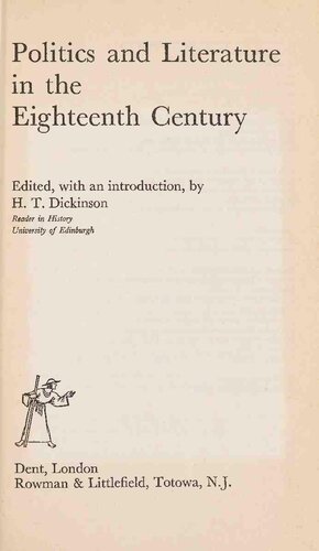 Politics and Literature in the Eighteenth Century