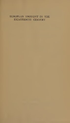 European Thought in the Eighteenth Century: From Montesquieu to Lessing