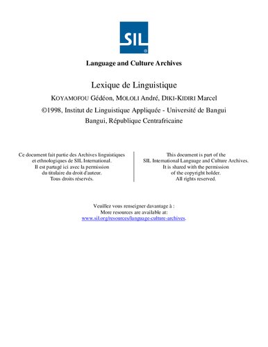 Lexique de Linguistique